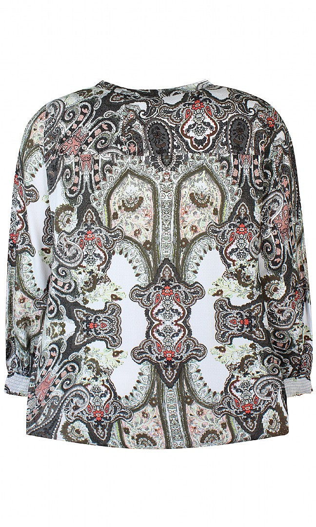 RAINA PRINT BLOUSE - Green Paisley