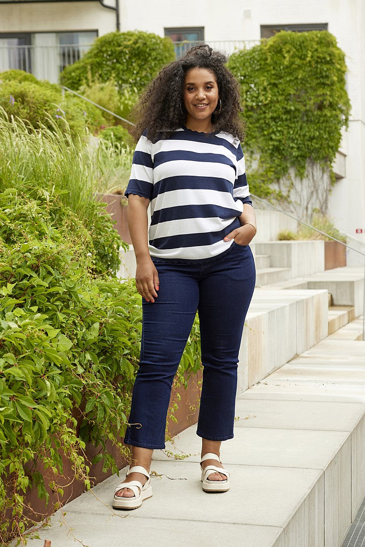 SHORT SLEEVE PULLOVER - Navy/white