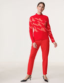 Symbiotic Red High Neck Jumper - Red/rouge Houndstooth