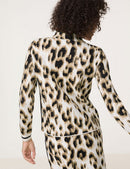 Blue Dimension Print Jumper - Beige/black Jacquard