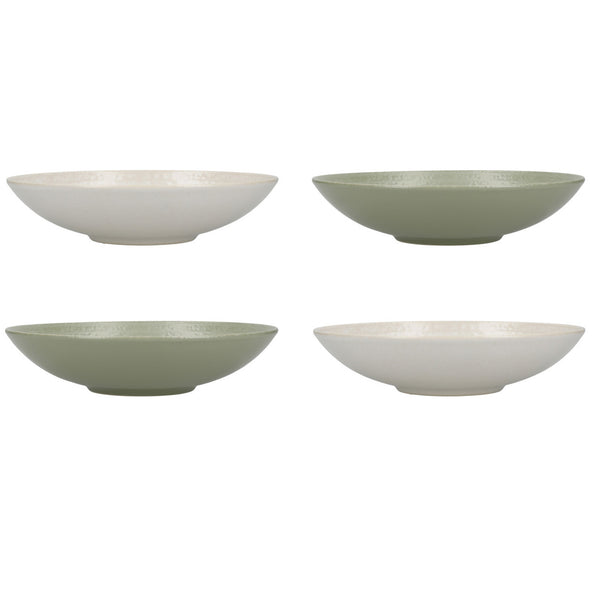 22cm Pasta Bowls Set of 4 - Green & White