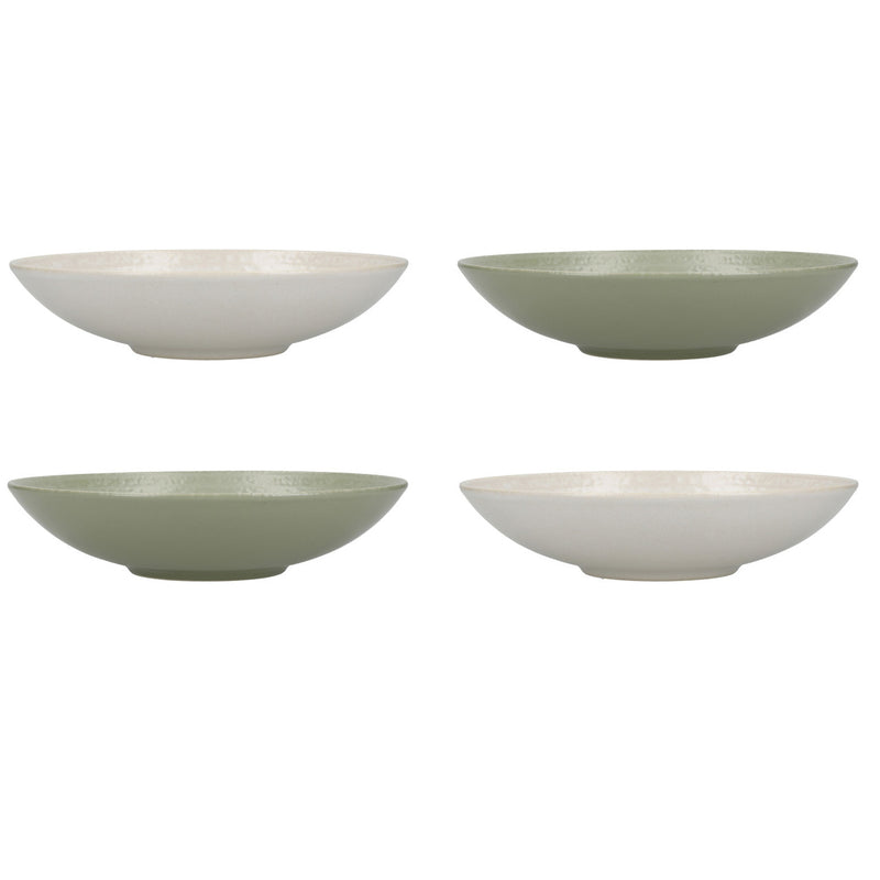 22cm Pasta Bowls Set of 4 - Green & White
