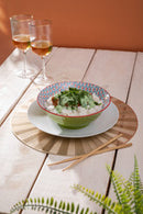 Green and Blue Geometric Stoneware Ramen Bowl - 21cm