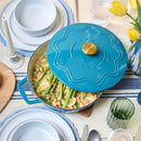 Enamelled Cast Iron 28cm Shallow Casserole - Blue
