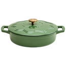 Enamelled Cast Iron 28cm Shallow Casserole - Green