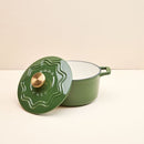 Enamelled Cast Iron 20cm Casserole - Green