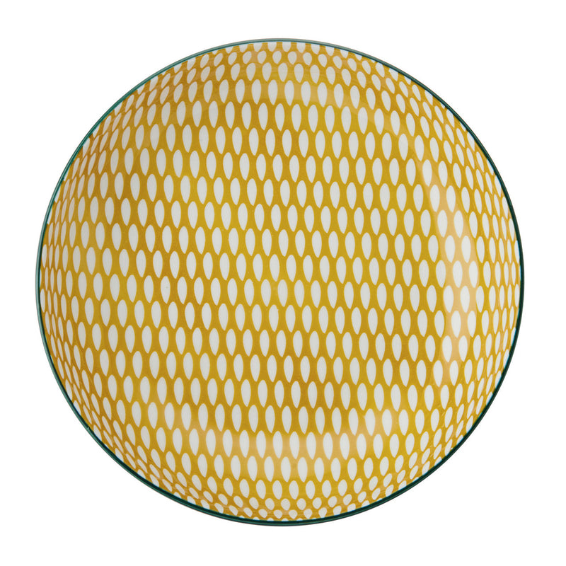 Green Leafy Pattern Stoneware Bowl