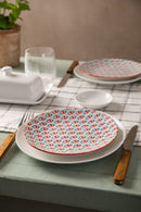 Green and Blue Geometric Stoneware Side Plate - 18cm