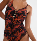 Summer Palm Swimsuit - Brown Multi