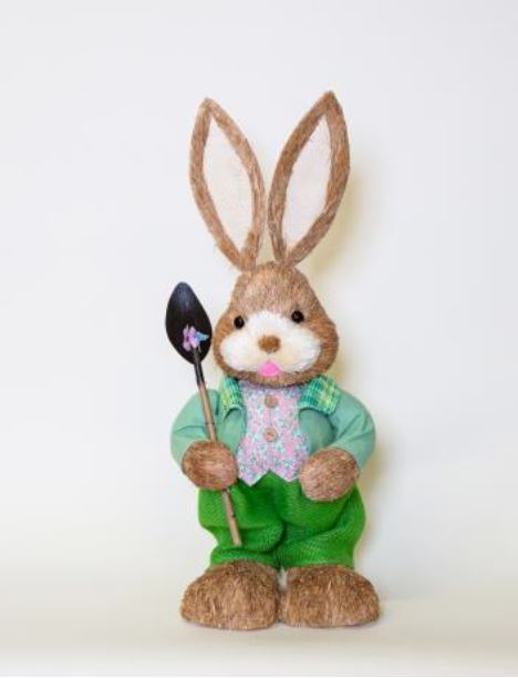 60cm Large Rabbit with Green Coat & Shovel