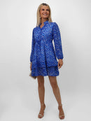 Latina Short Dress - Blue Print