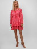 Latina Short Dress - Pink Print