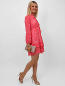 Latina Short Dress - Pink Print