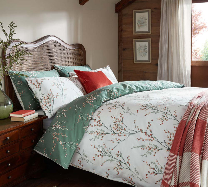 Pussy Willow Duvet Set - Fern Green