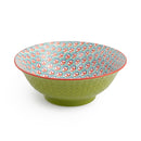 Green and Blue Geometric Stoneware Ramen Bowl - 21cm
