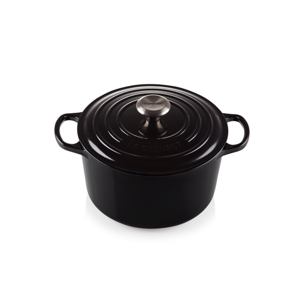 26cm Signature Cast Iron Deep Round Casserole - Black Onyx