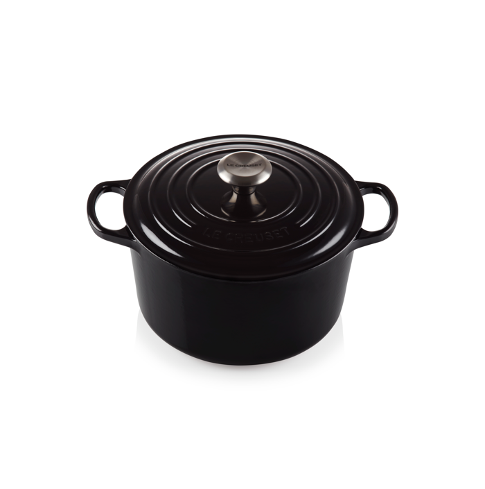 26cm Signature Cast Iron Deep Round Casserole - Black Onyx