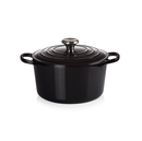 26cm Signature Cast Iron Deep Round Casserole - Black Onyx