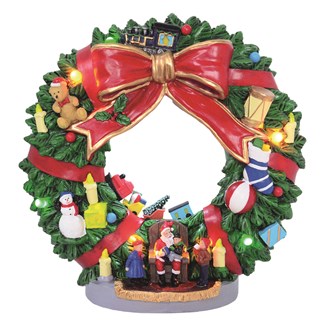 31cm LED Santa Wreath