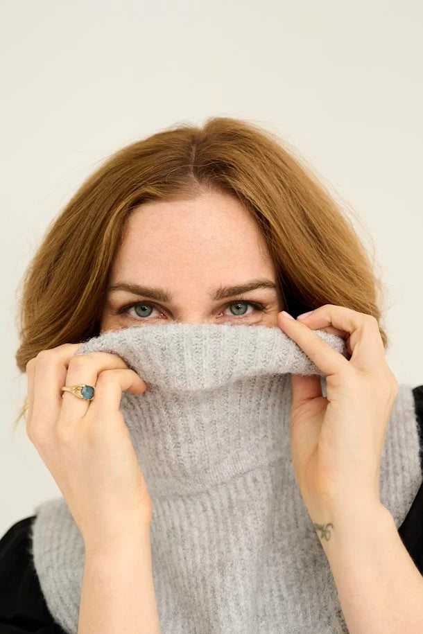 Starfi Short Knit Slipover - Light Grey Melange