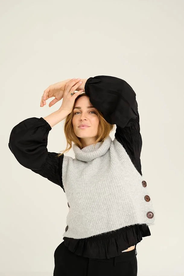 Starfi Short Knit Slipover - Light Grey Melange