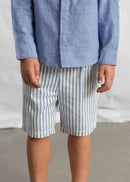 Linen Bermuda Short & Shirt Set - Indigo