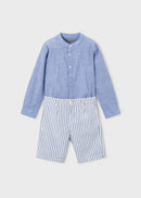 Linen Bermuda Short & Shirt Set - Indigo