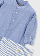 Linen Bermuda Short & Shirt Set - Indigo
