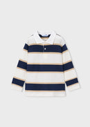 Long Sleeve Stripes Polo - Navy