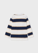 Long Sleeve Stripes Polo - Navy