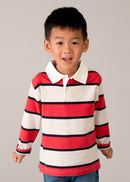 Long Sleeve Stripes Polo - Tomato