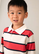 Long Sleeve Stripes Polo - Tomato