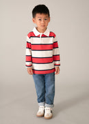 Long Sleeve Stripes Polo - Tomato