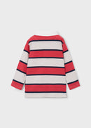 Long Sleeve Stripes Polo - Tomato