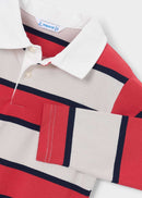 Long Sleeve Stripes Polo - Tomato