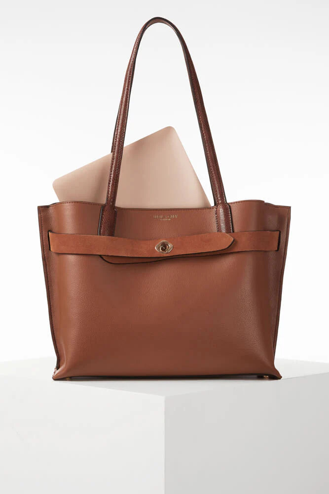 Oriana Laptop Tote - Tan