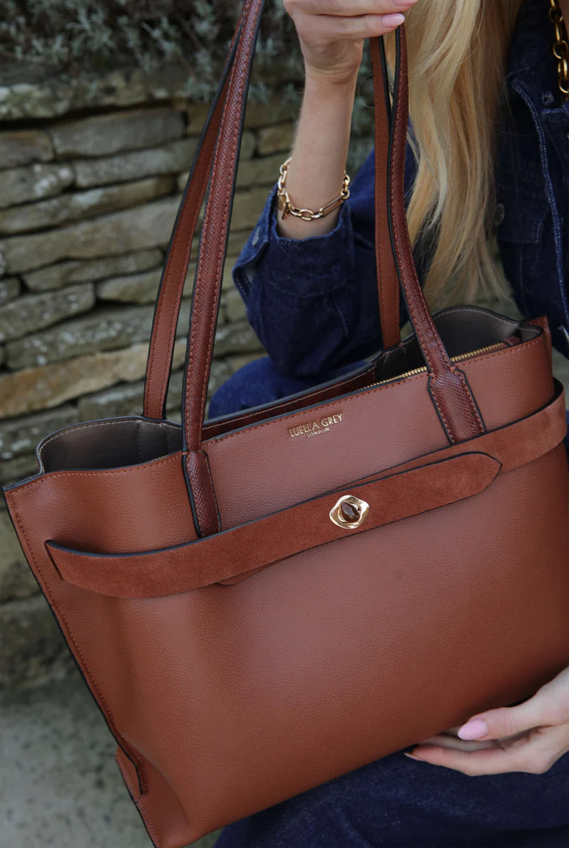Oriana Laptop Tote - Tan