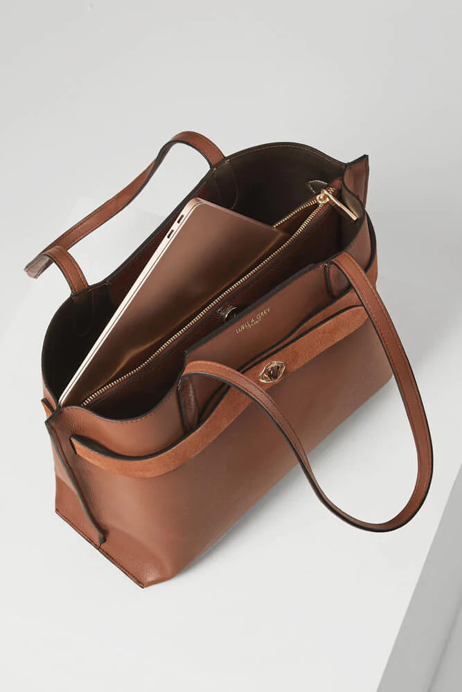 Oriana Laptop Tote - Tan