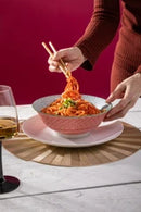 Grey Floral Stoneware Ramen Bowl - 21cm