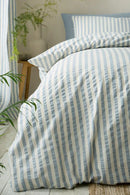 Cotton Rich Woven Stripe Duvet Cover Set - Blue
