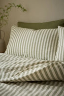 Cotton Rich Woven Stripe Duvet Cover Set - Green