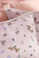 Flutter Floral 100% Cotton Duvet Cover Set - Pink