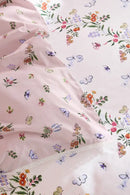 Flutter Floral 100% Cotton Duvet Cover Set - Pink