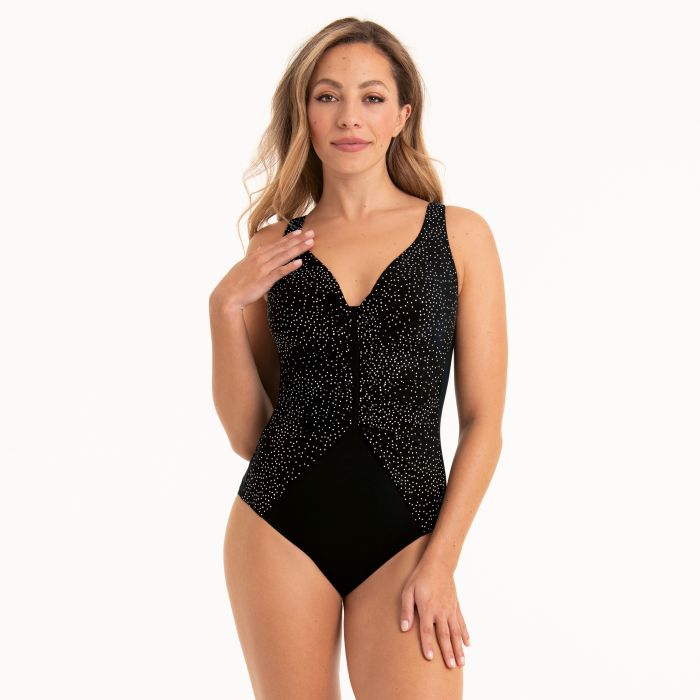 Elegant Contrast Swimsuit - Black