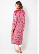 Floral Fleece Zipper Robe - Dusky Pink