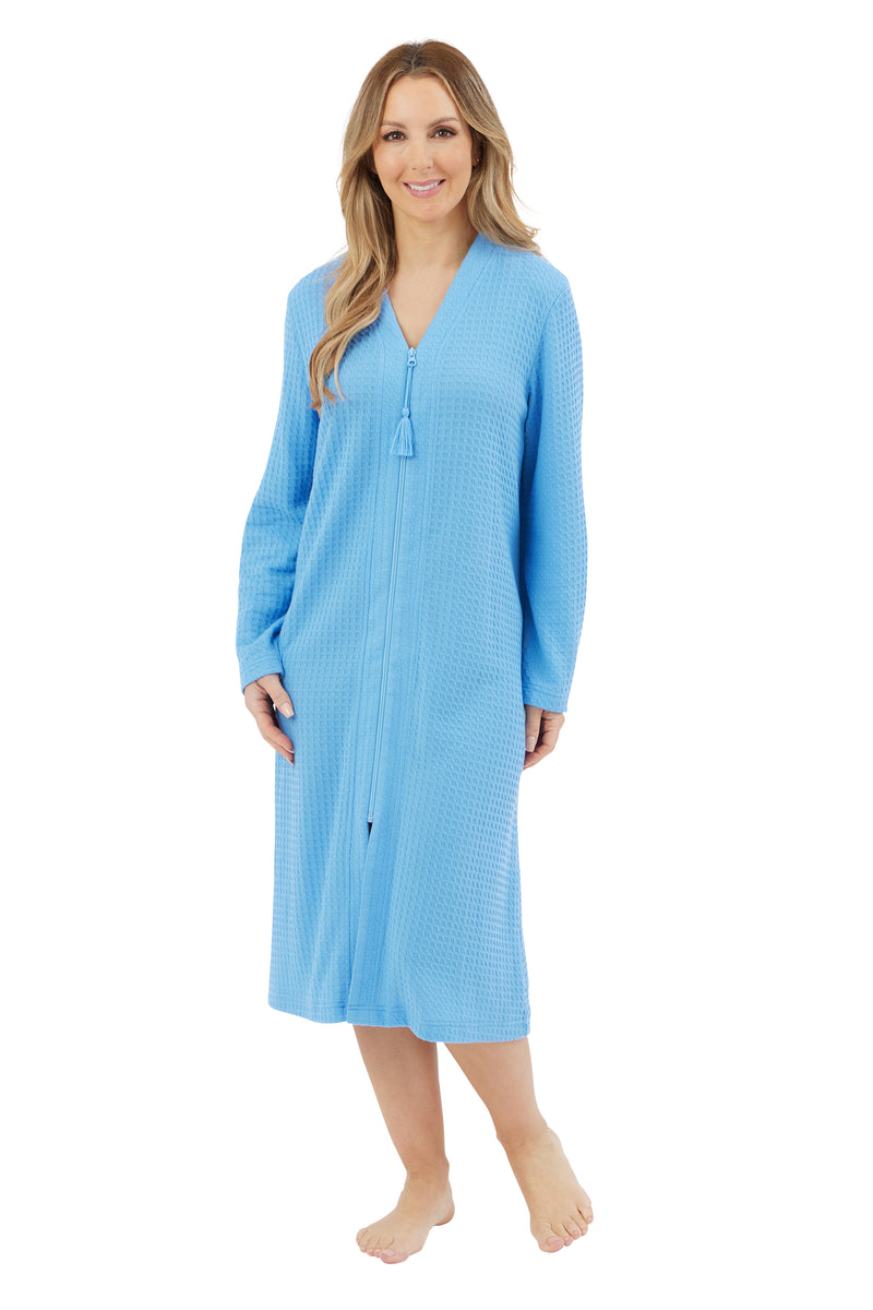 Waffle Zip Robe - Blue