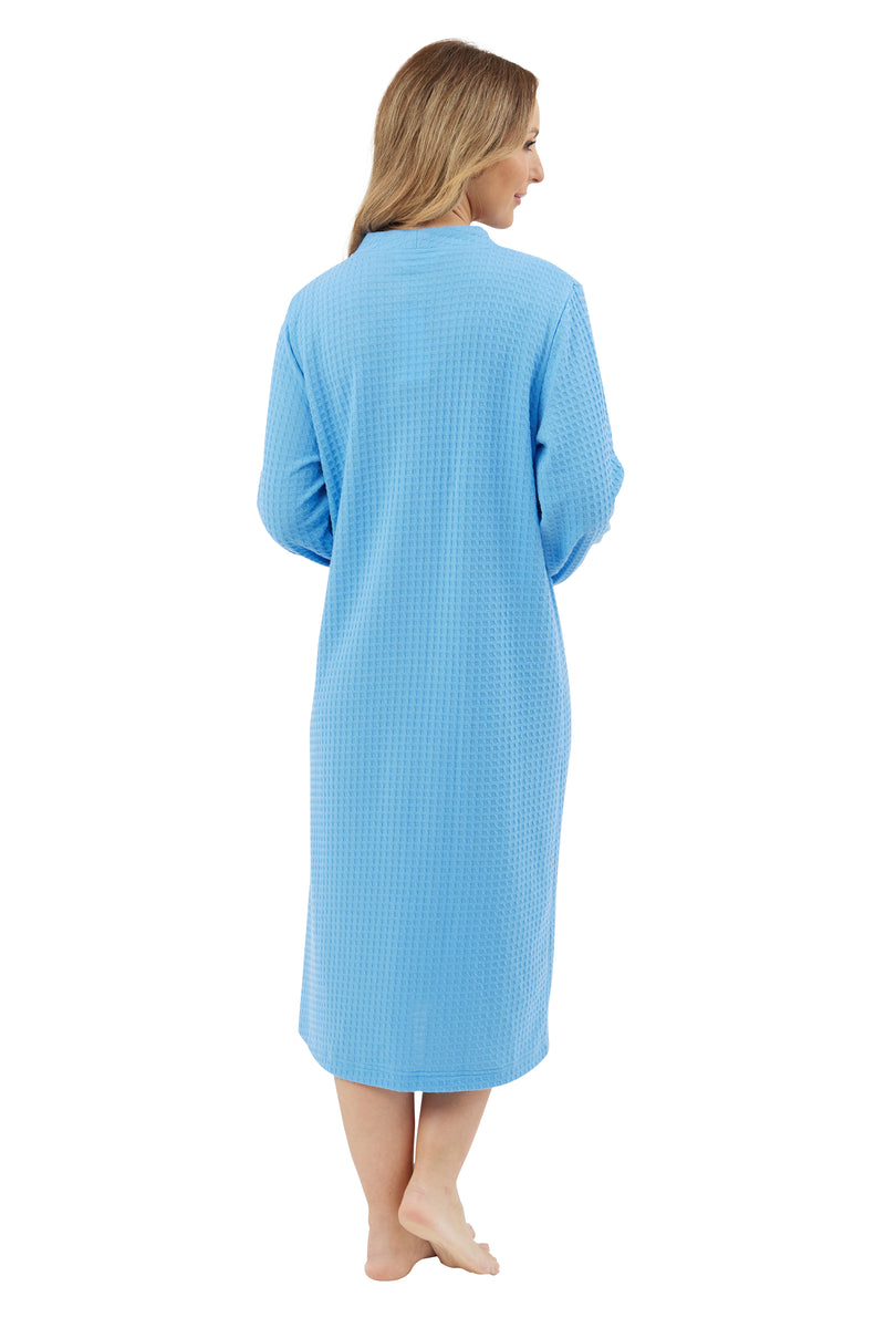 Waffle Zip Robe - Blue