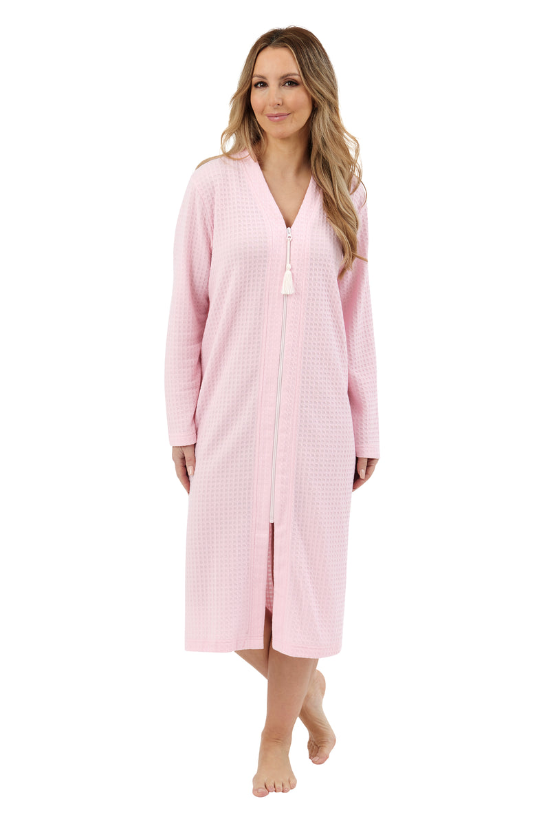 Waffle Zip Robe - Pink