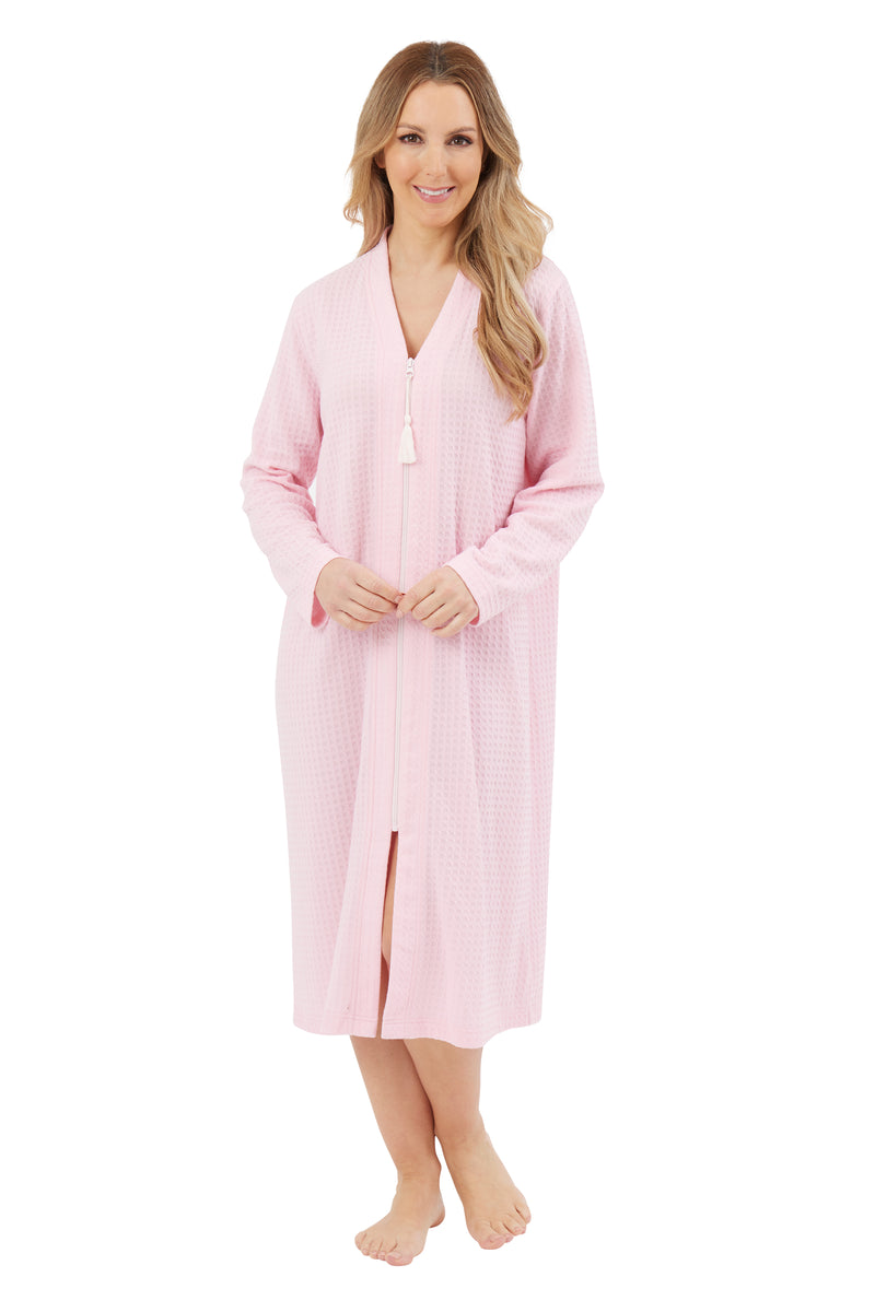 Waffle Zip Robe - Pink