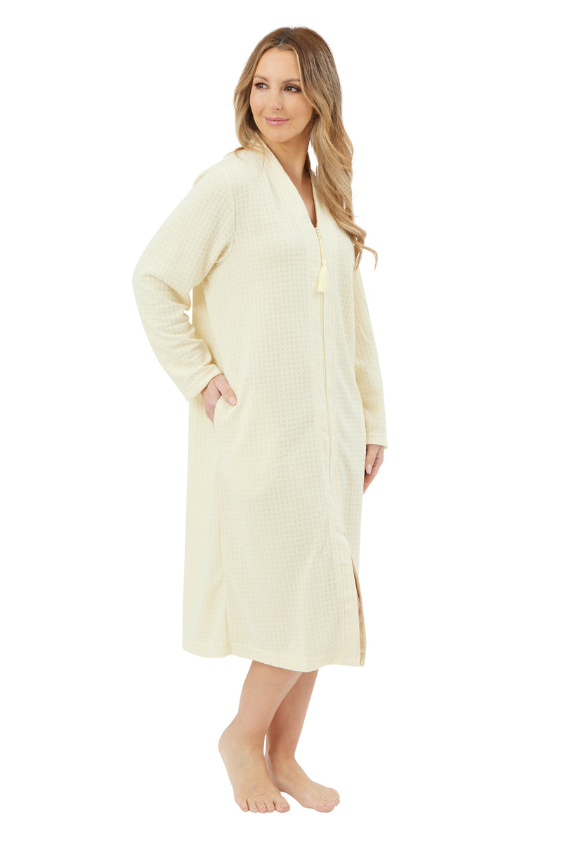 Waffle Zip Robe - Lemon